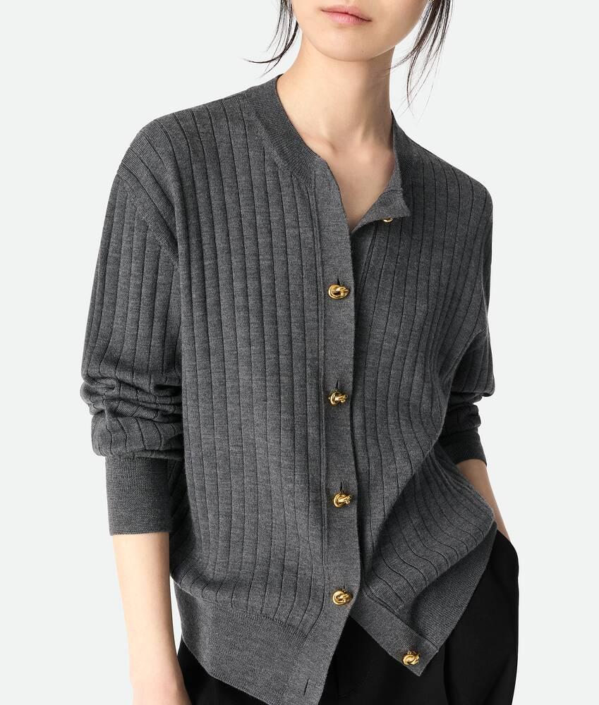 Women's Wool Rib Cardigan in Anthracite Product Image