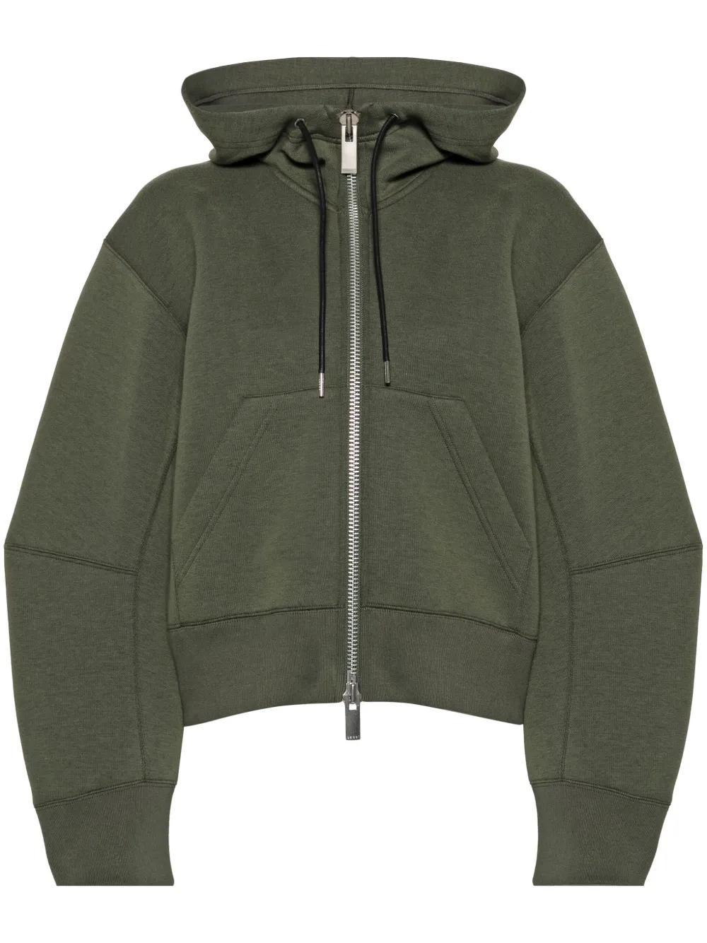 SACAI Drawstring Zip-up Hoodie In B,khaki Product Image