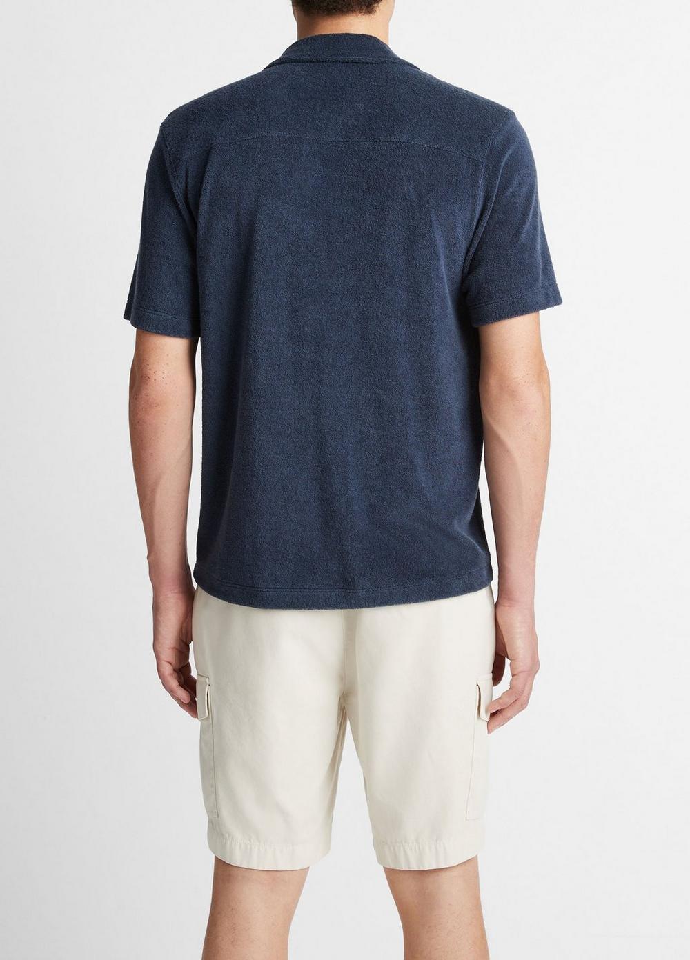 Mens Pima Cotton Terry Cabana Shirt, Night Navy, Size S Vince Product Image