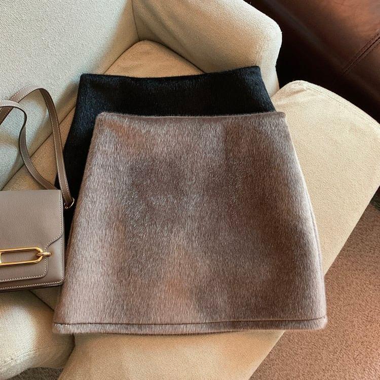 High Waist Plain Mini A-Line Skirt Product Image