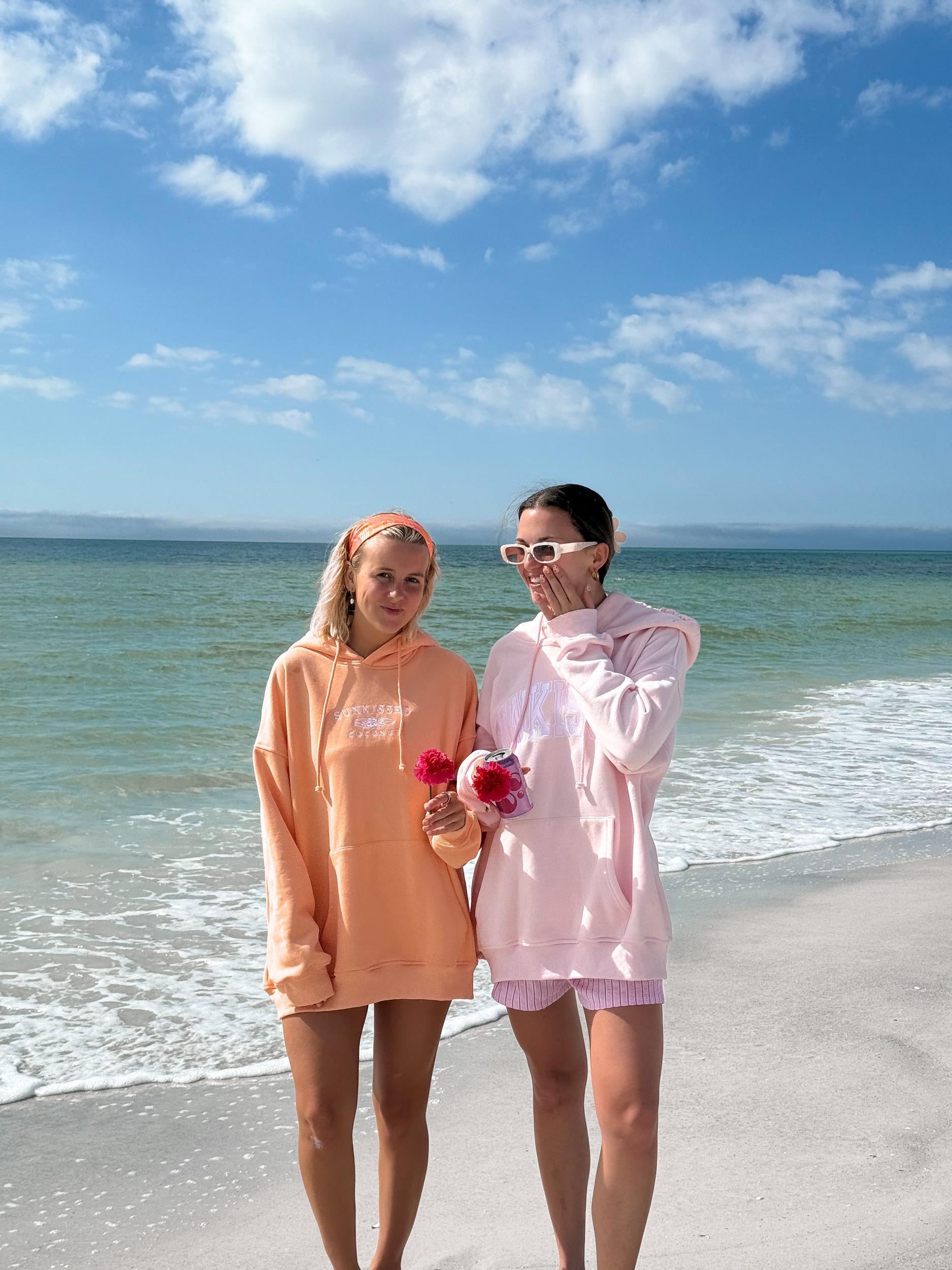Sherbet Orange Sunkissedcoconut Logo Embroider Hoodie Girls Product Image