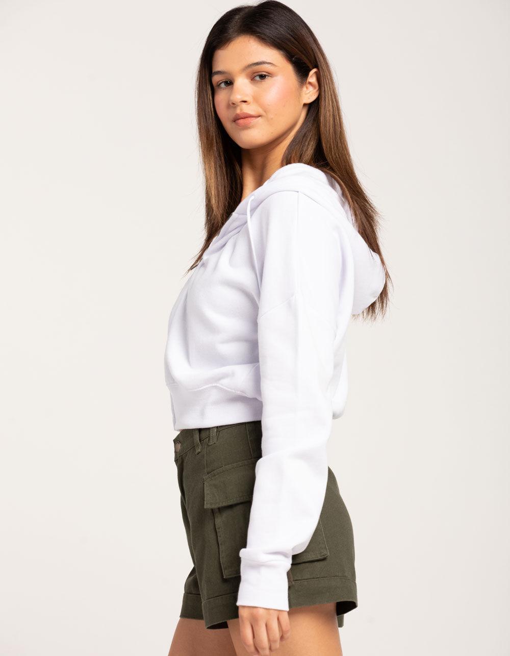TILLYS Cropped Zip-Up Womens Hoodie - WHITE Product Image