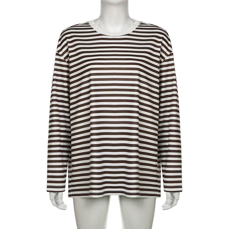 Long Sleeve Crew Neck Striped T-Shirt Product Image