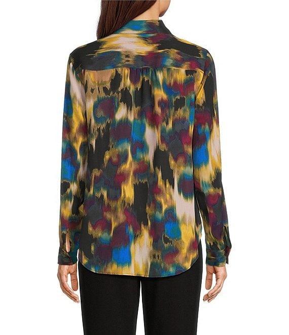 DKNY by Donna Karan Georgette Roll Tab Sleeve Button Front Shirt Product Image
