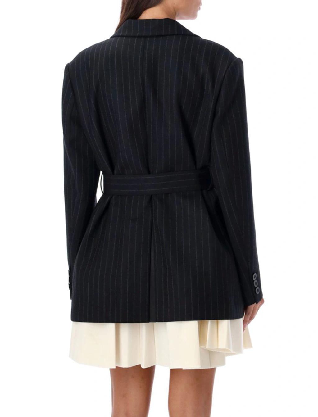 SACAI Chalk Stripe X Suiting Bonding Jacket In Black Product Image