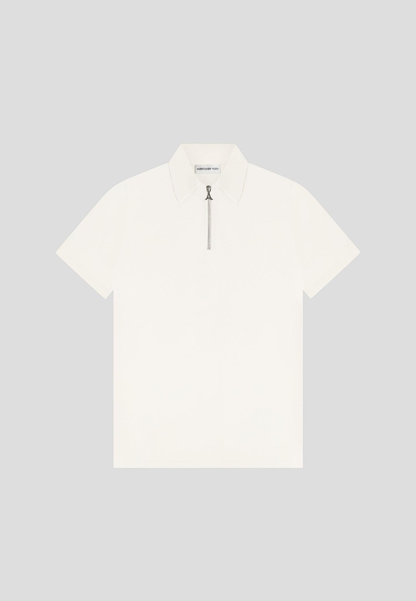 Luxe Polo Top With Zip - Off White Male Product Image
