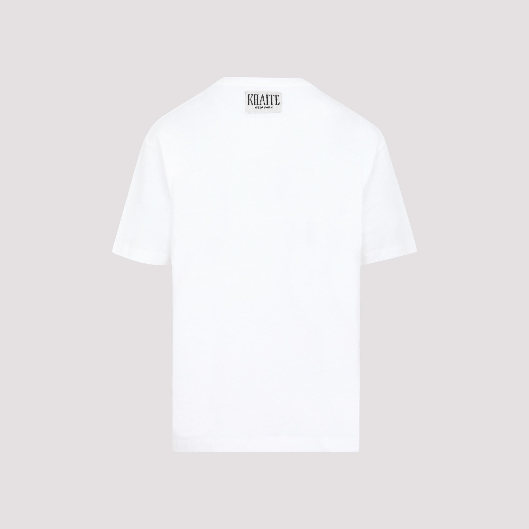 KHAITE Womens White Mae Brand-patch Cotton-jersey T-shirt In Cream Product Image