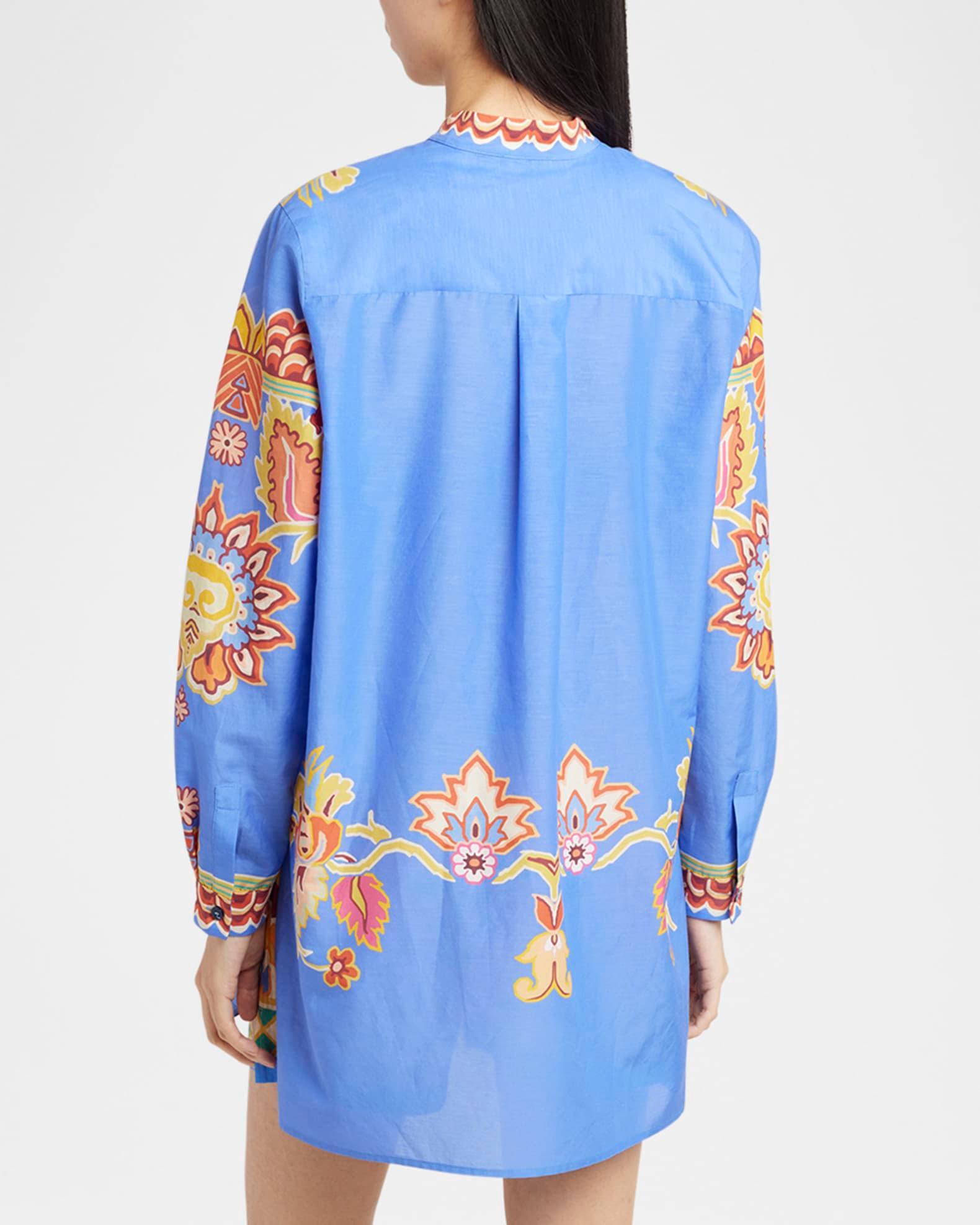 Blue Bouquet Voile Tunic Blouse Product Image