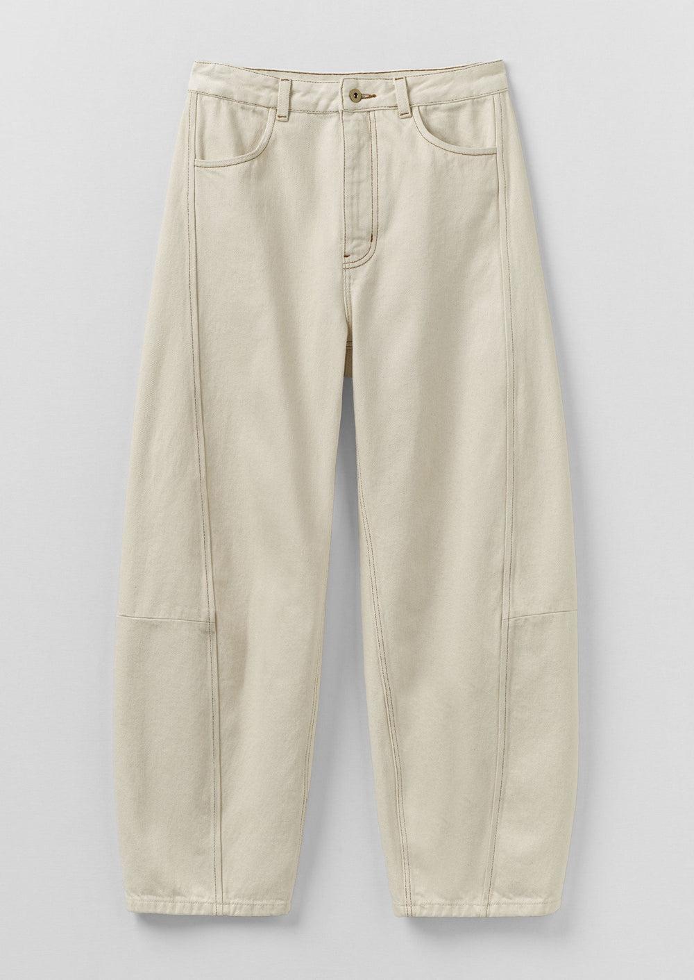 Sculptural Seamed Denim Pants | Ecru Product Image