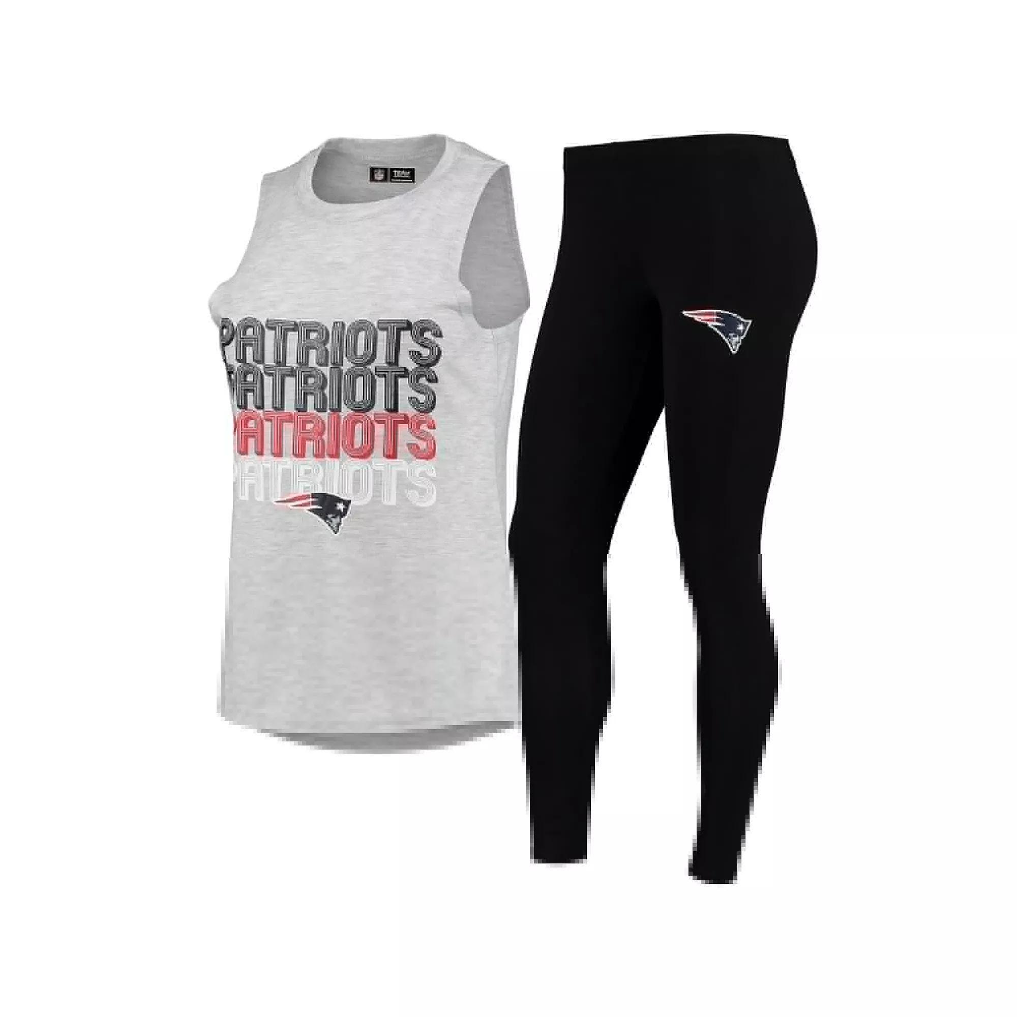 Women's Concepts Sport Heathered Gray/Black New England Patriots Profound Tank Top & Leggings Sleep Set, Size: XL, Grey Product Image