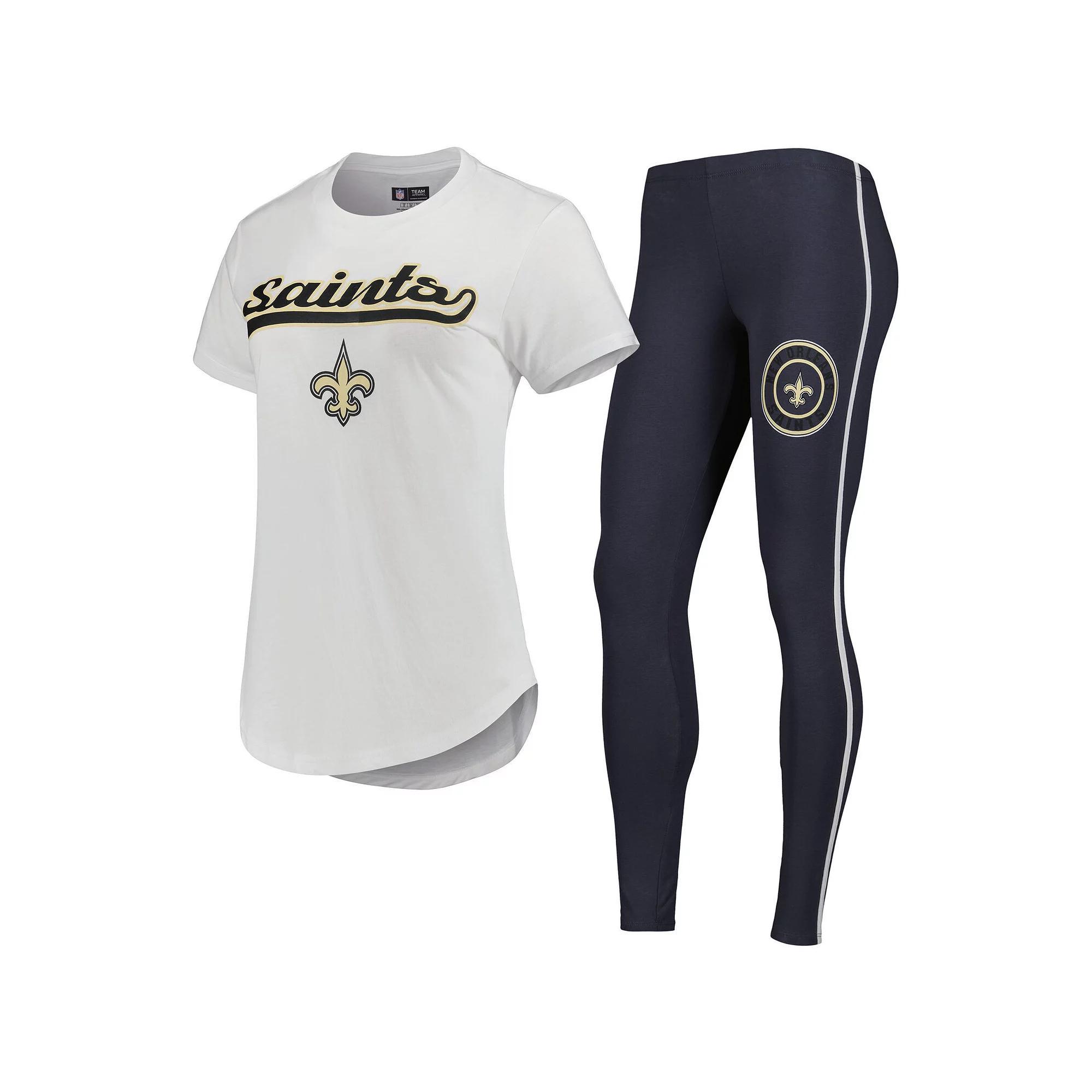 Women's Concepts Sport White/Charcoal New Orleans Saints Sonata T-Shirt & Leggings Sleep Set, Size: Small Product Image