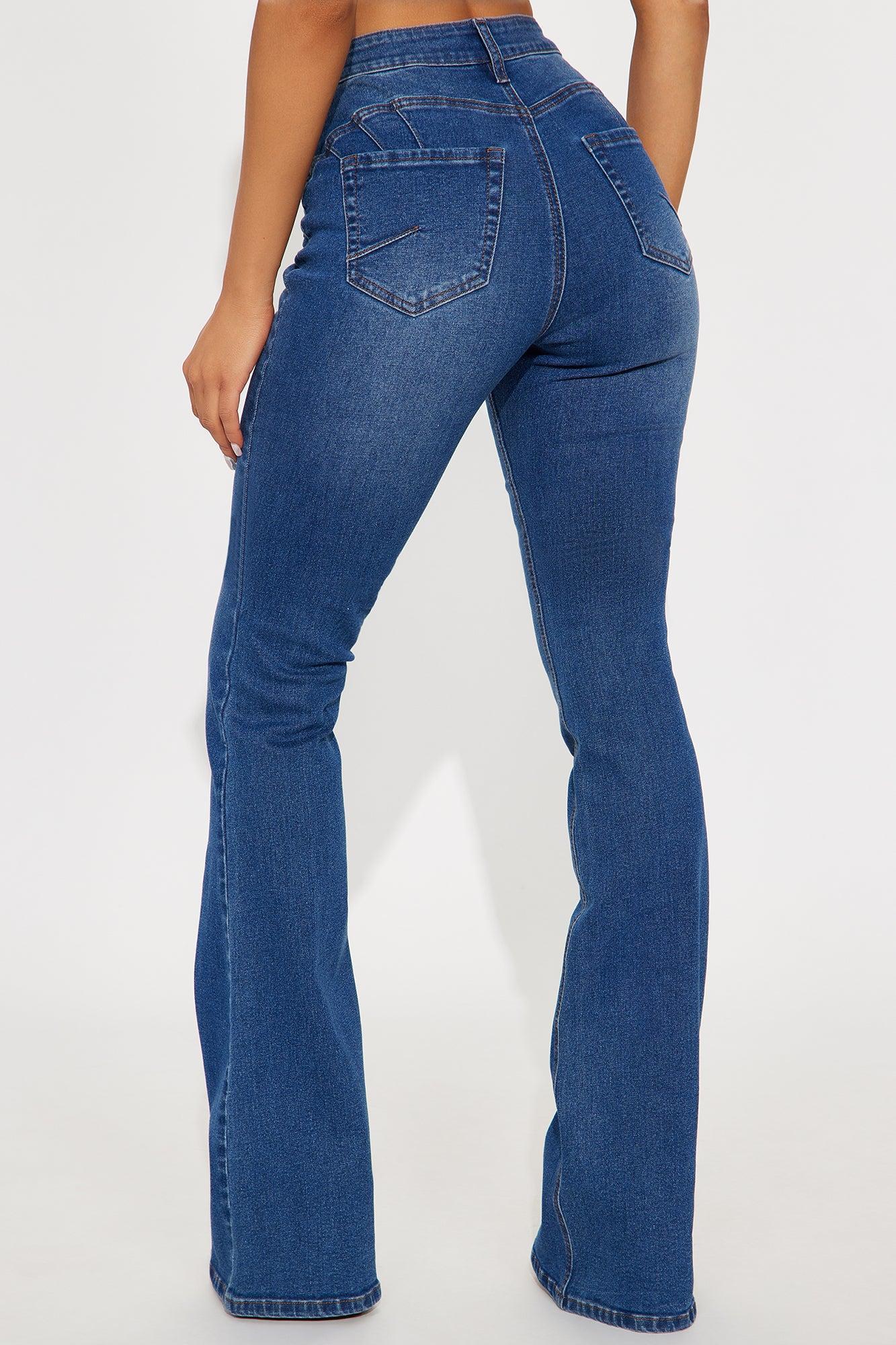 Tall Audrey Booty Lifting Stretch Flare Jeans - Dark Wash Product Image