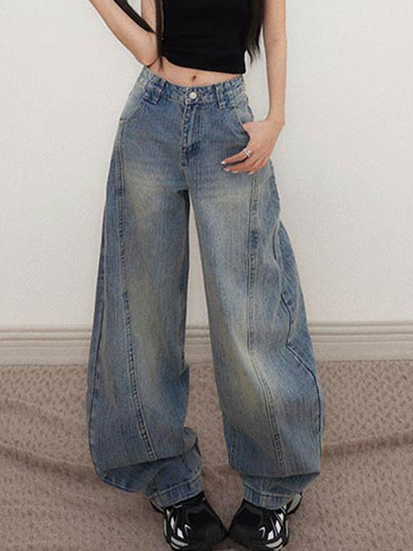 Versatile Wide-Legged Boyfriend Jeans Product Image