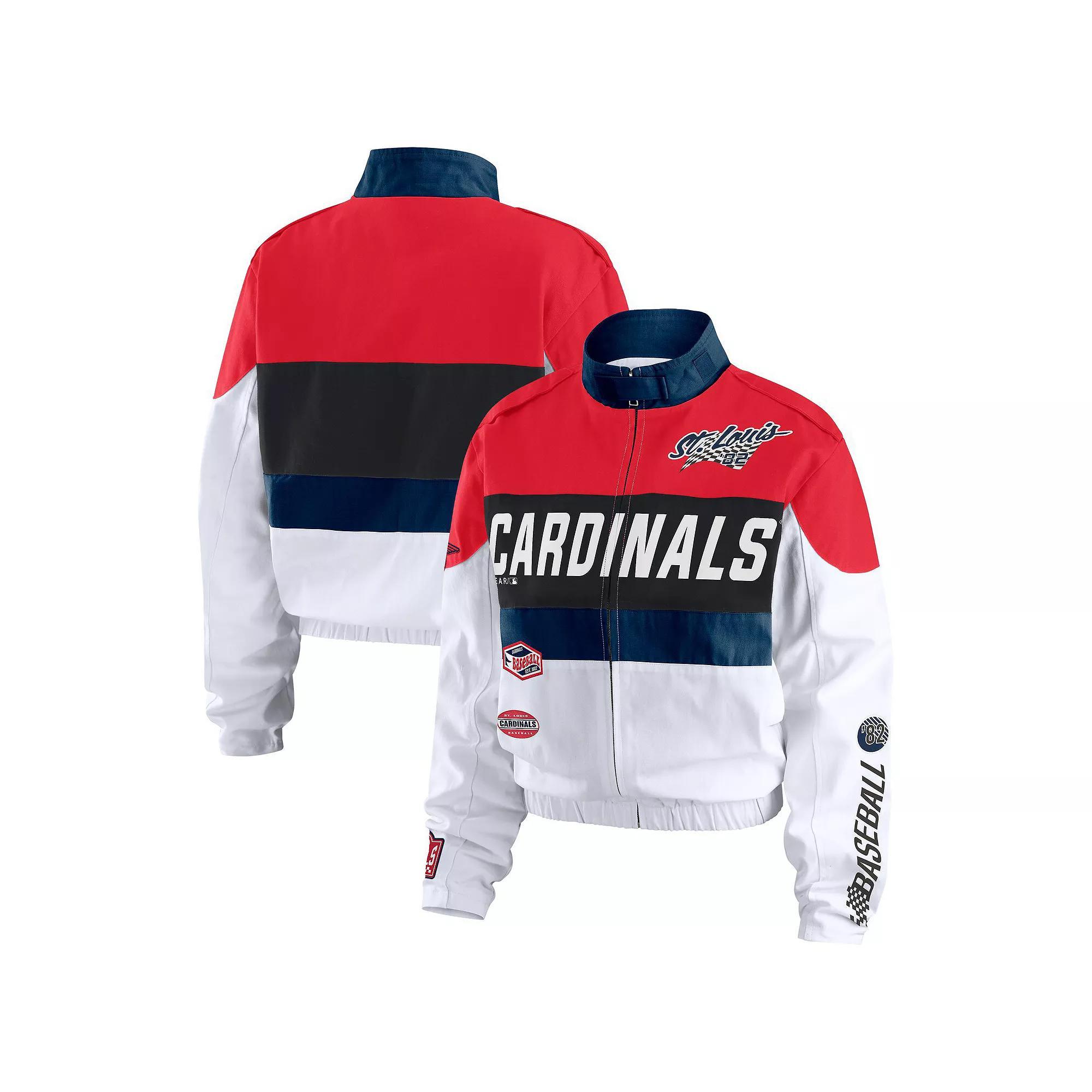 Women's WEAR by Erin Andrews  Red/White St. Louis Cardinals Racing Full-Zip Jacket, Size: XS Product Image
