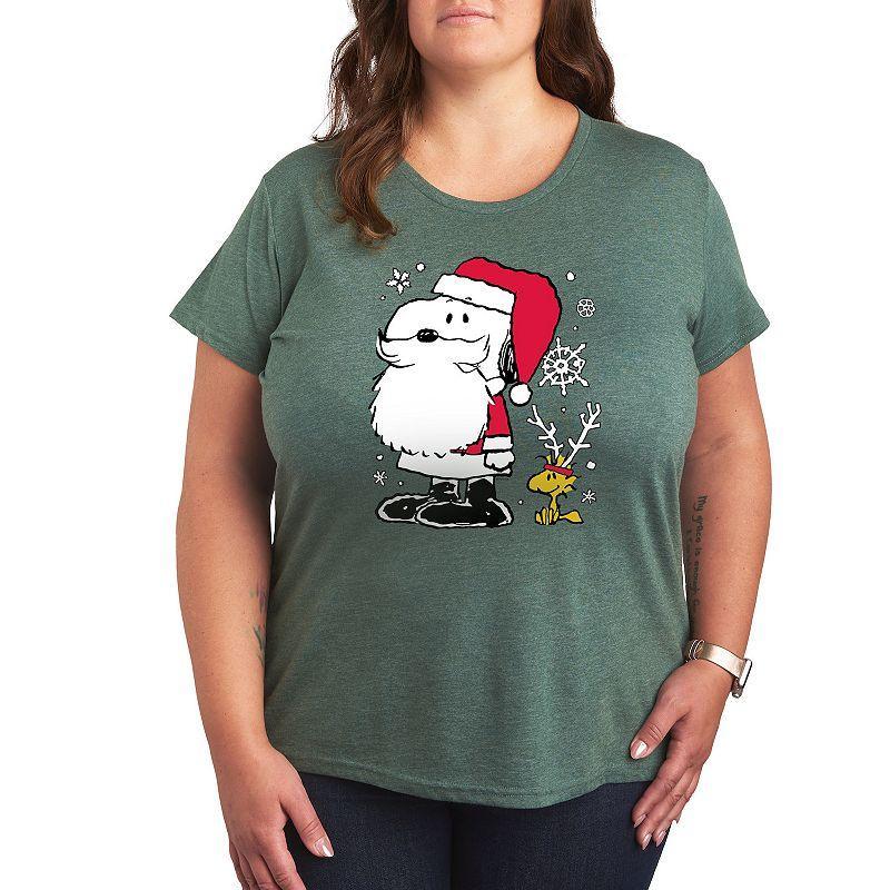 Women's Peanuts Snoopy & Woodstock Graphic Tee, Size: Medium, Grey Green Product Image