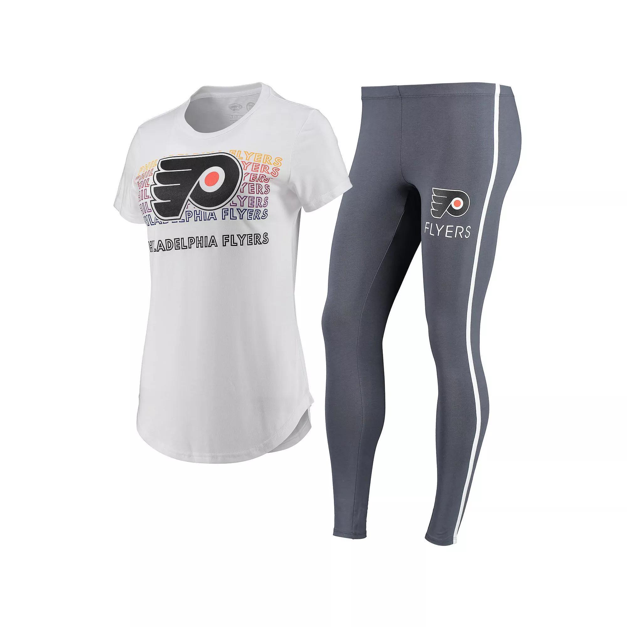 Women's Concepts Sport White/Charcoal Philadelphia Flyers Sonata T-Shirt & Leggings Set, Size: Large, Fly White Product Image