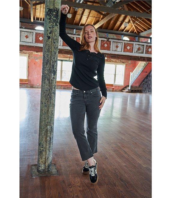 Lucky Brand Stretch Denim Mid Rise Sweet Kick Crop Jeans Product Image