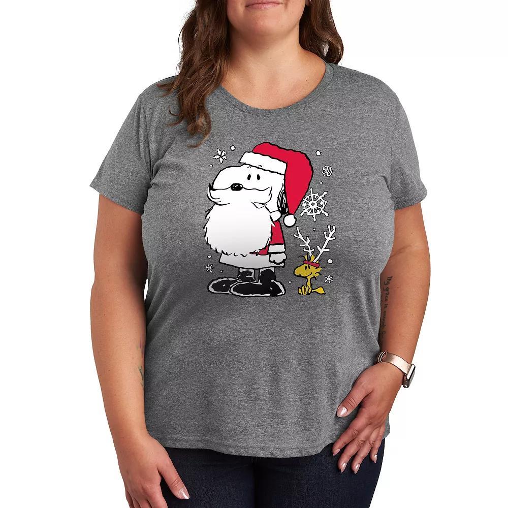 Plus Peanuts Snoopy & Woodstock Graphic Tee, Women's, Size: 3XL, Grey Gray Product Image
