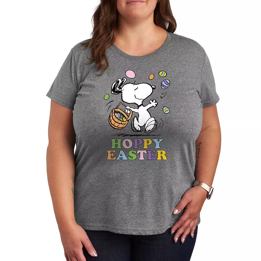 Plus Peanuts Snoppy Hoppy Easter Graphic Tee, Women's, Size: 2XL, Grey Gray Product Image
