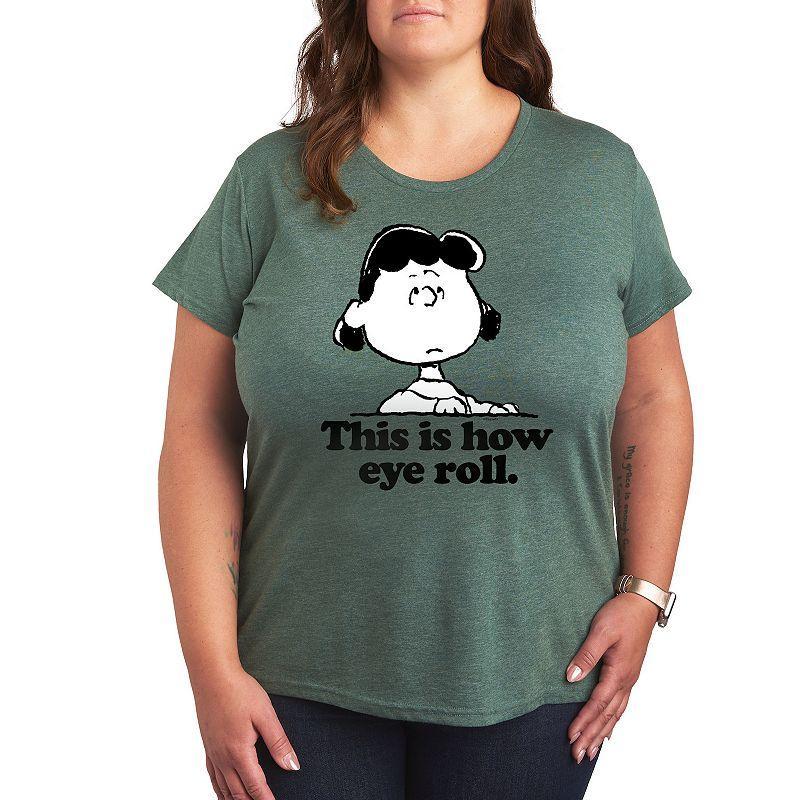 Plus Peanuts Lucy This Is How Eye Roll Graphic Tee, Women's, Size: 2XL, Grey Gray Product Image