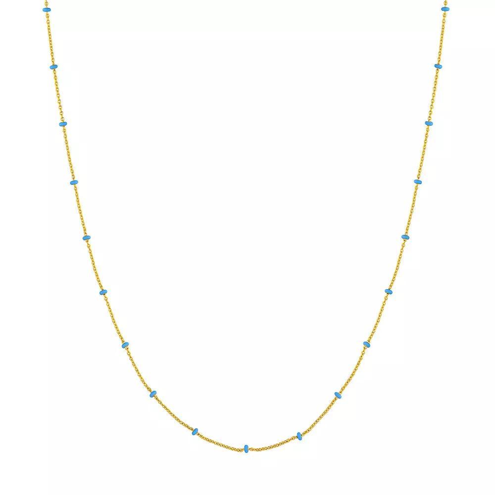 Color Romance 14k Gold Enamel Color Accent Saturn Chain Necklace, Women's, Size: 18", Light Blue Product Image