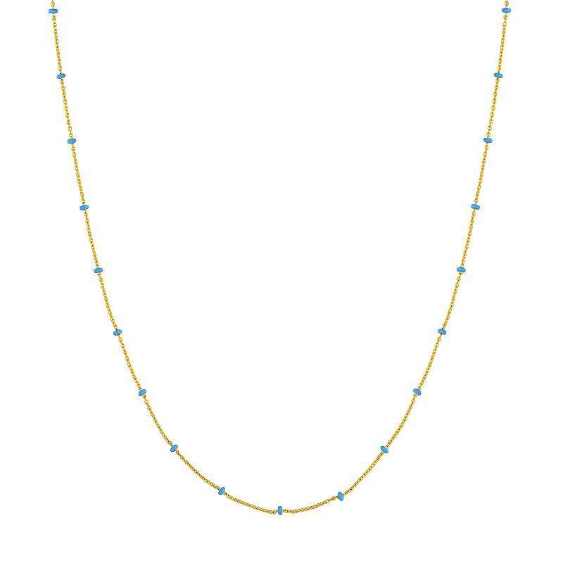 Color Romance 14k Gold Enamel Color Accent Saturn Chain Necklace, Women's, Size: 18", Light Blue Product Image