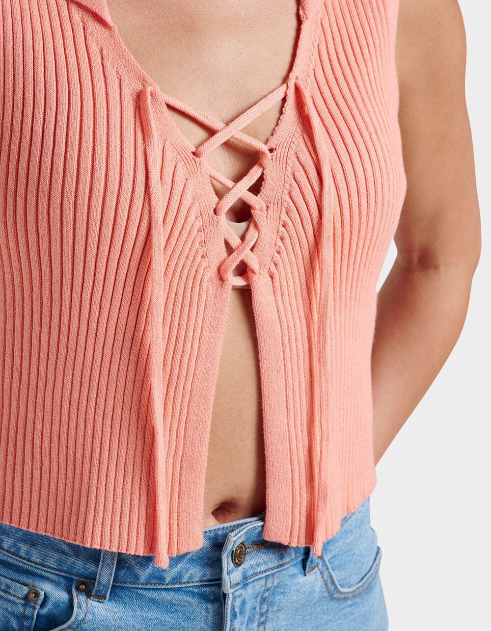 QUIKSILVER Sandbar Sleeveless Lace Up Womens Sweater - PINK Product Image