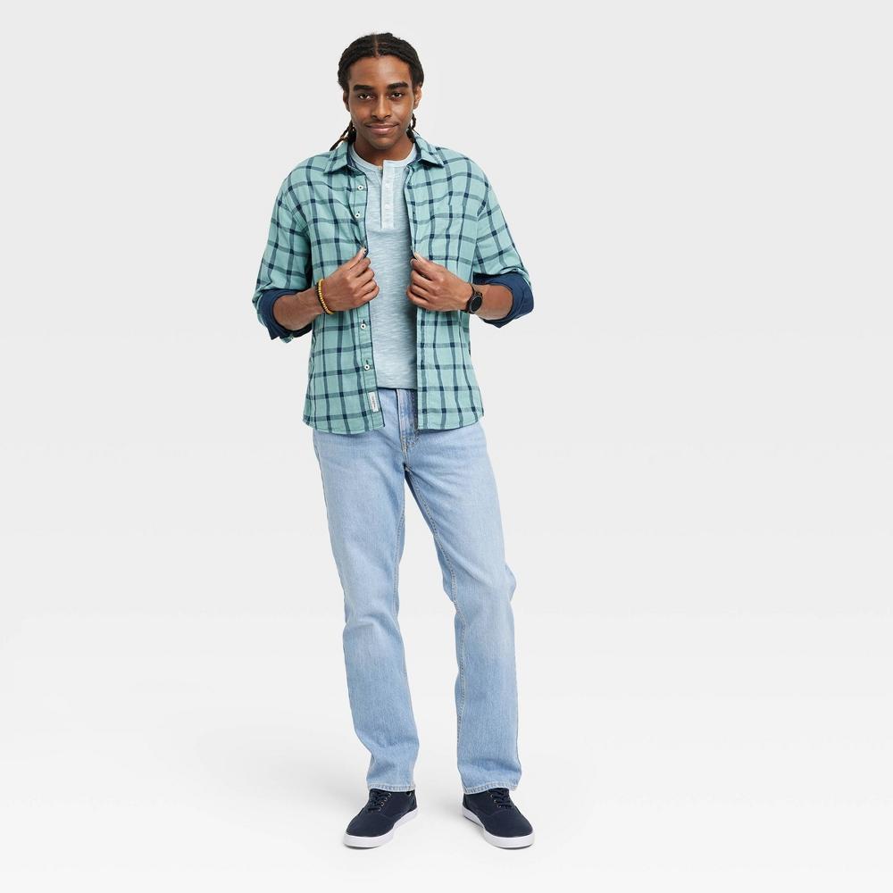 Men's Straight Fit Jeans - Goodfellow & Co™ Light Blue Denim 34x30: Midweight Twill, Stretch, Coin Pocket Product Image