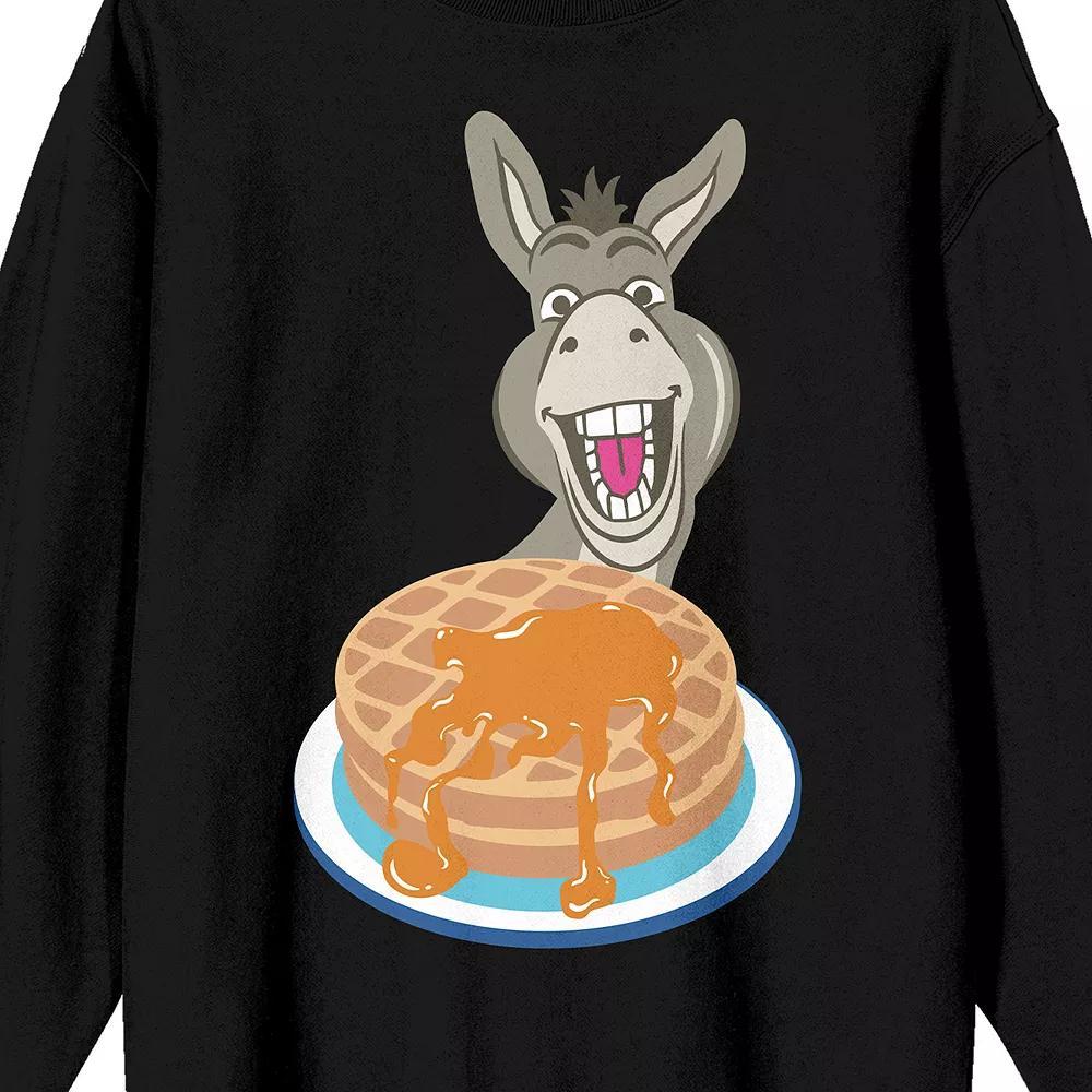 Men's Shrek Donkey With Pancakes Long Sleeve Graphic Tee, Size: Small, Black Product Image