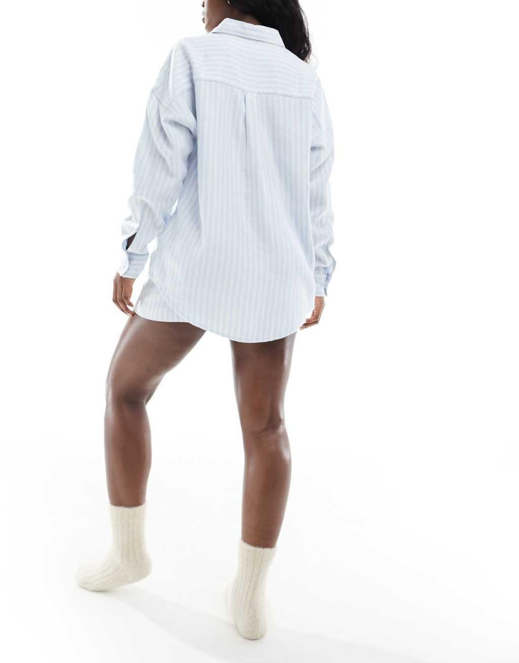 Cotton On flannel blue stripe boxer style pajama shorts  Product Image
