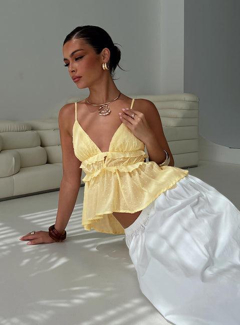 Blondelle Frill Detail Top Yellow Product Image