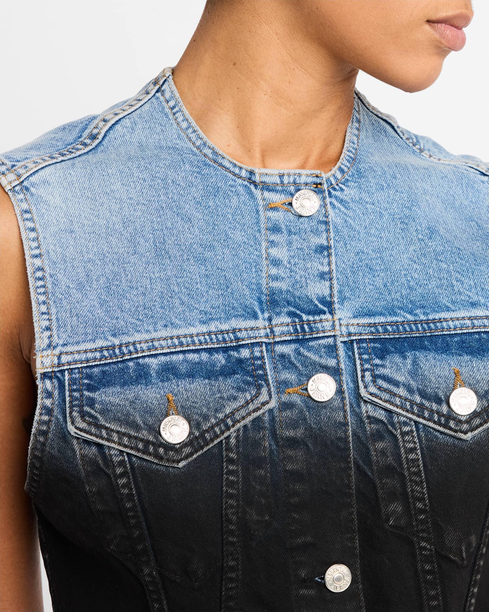 Cropped Denim Shadow Vest Product Image