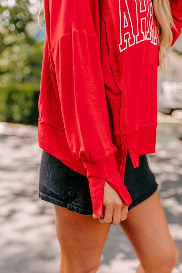 Arkansas Embroidered Long Sleeve Tee in Red Product Image