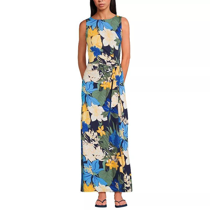 Women's Lands' End Cotton Modal Sleeveless Tie Waist Maxi Dress, Size: XS, Black Product Image