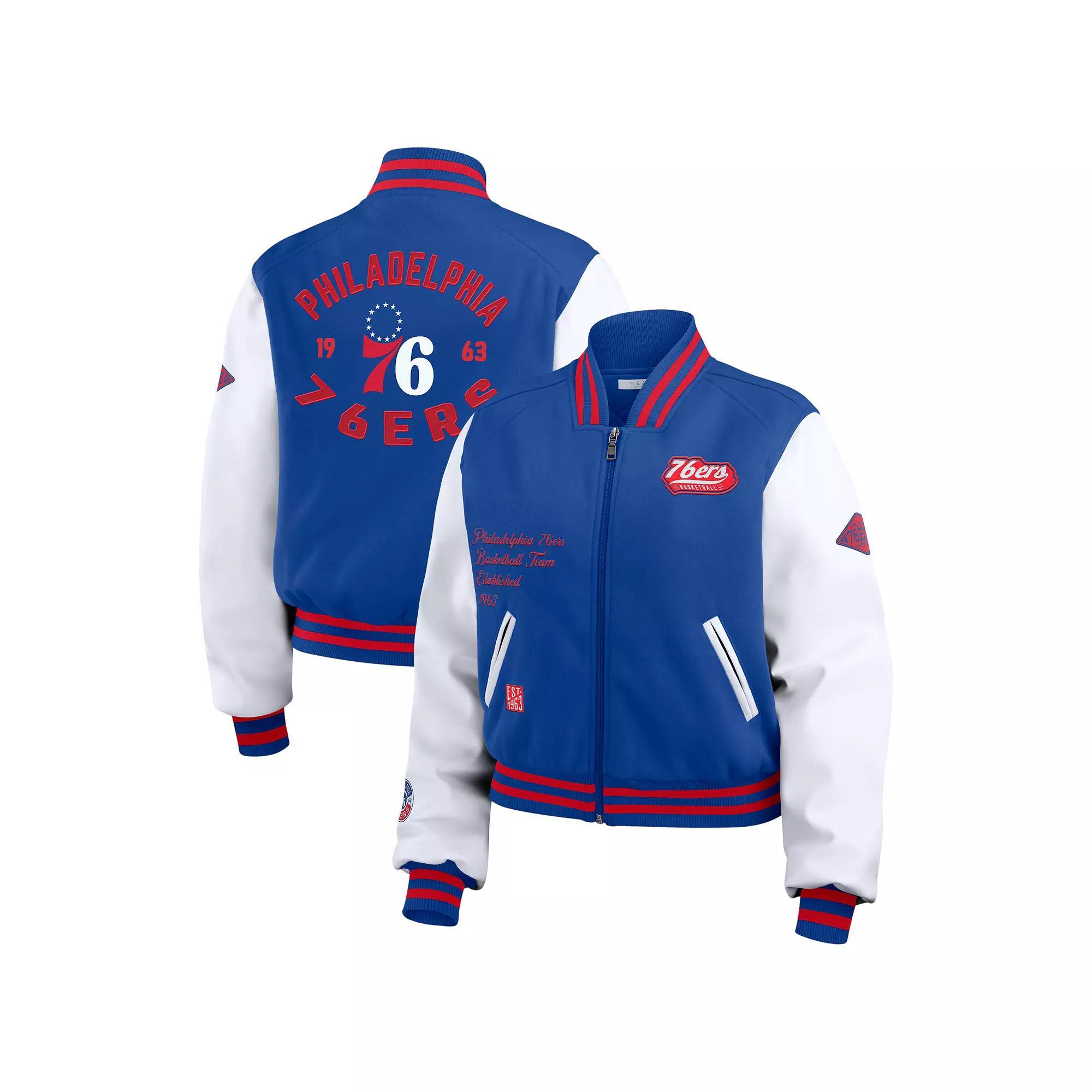 Women's WEAR by Erin Andrews Purple/White Phoenix Suns Cropped Varsity Full-Zip Jacket, Size: 2XL, Phx Purple Product Image