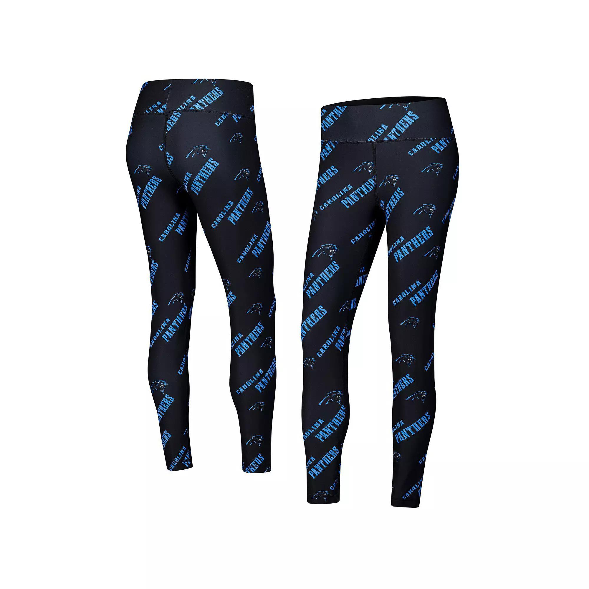 Women's Concepts Sport Black Carolina Panthers Breakthrough Allover Print Knit Leggings, Size: Large Product Image