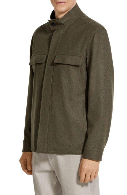 ZEGNA Oasi Cashmere Overshirt In Army Green Multimélange Product Image