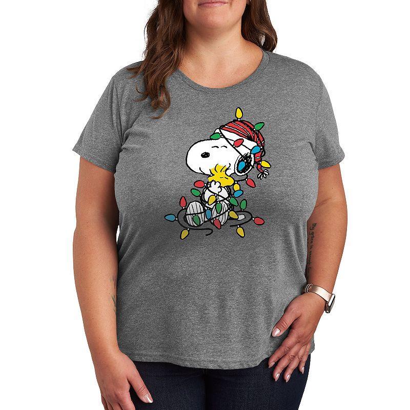 Plus Peanuts Christmas Lights Graphic Tee, Women's, Size: 1XL, White Product Image