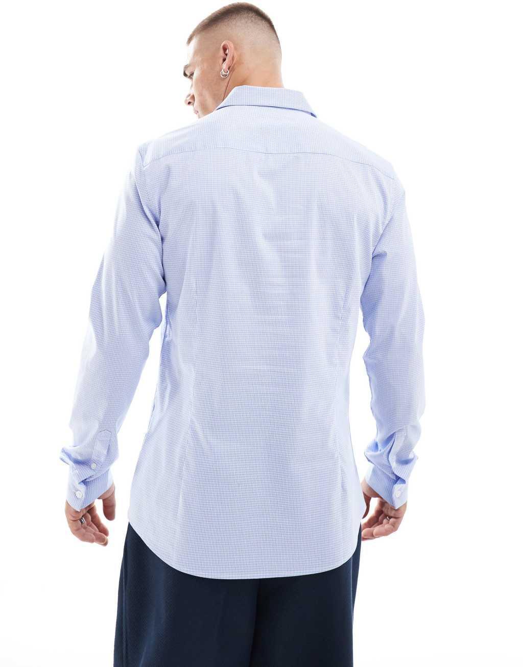 ASOS DESIGN slim shirt in blue check Product Image