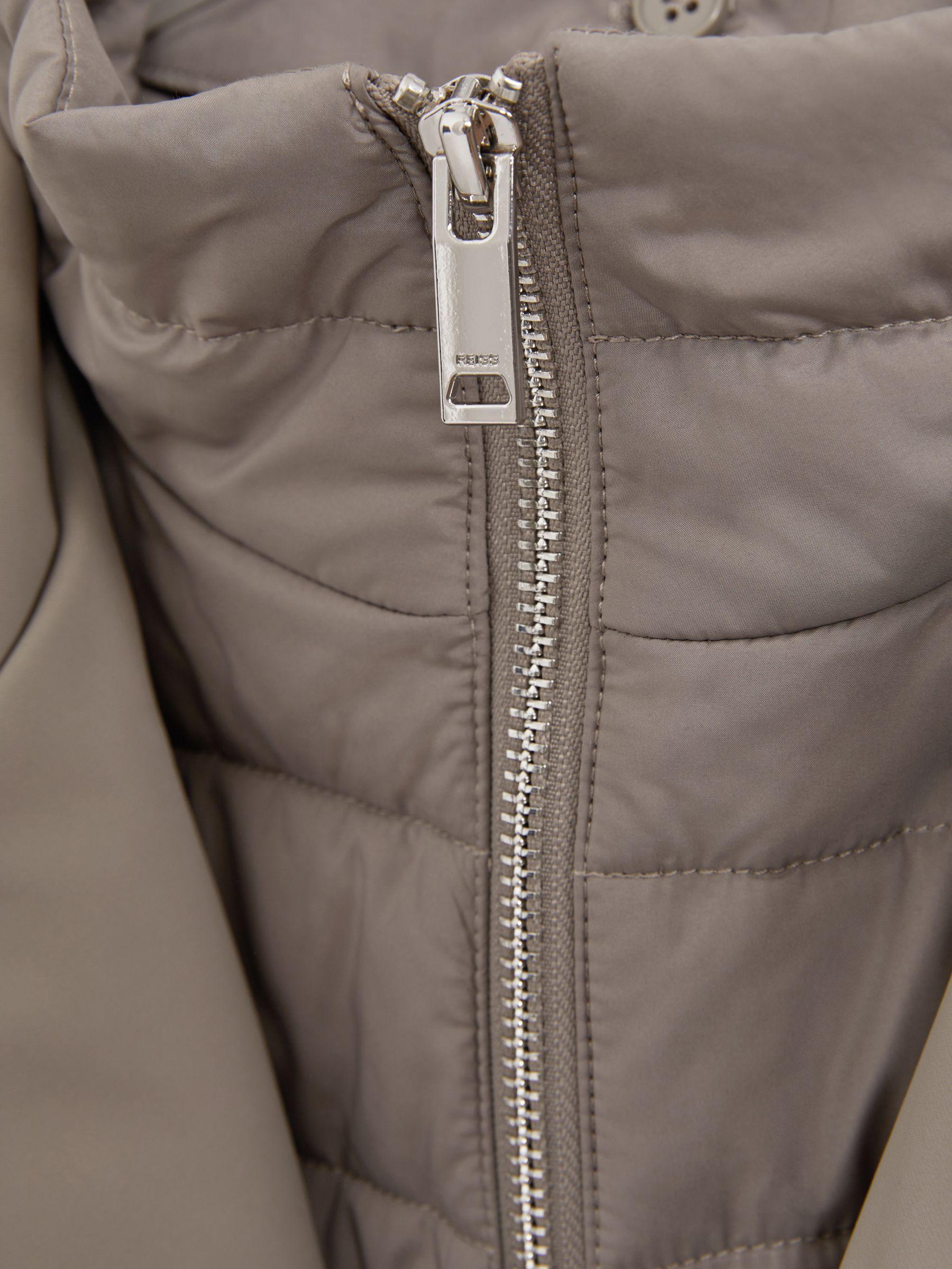 Hybrid Removable Funnel Neck Overcoat in Taupe Product Image