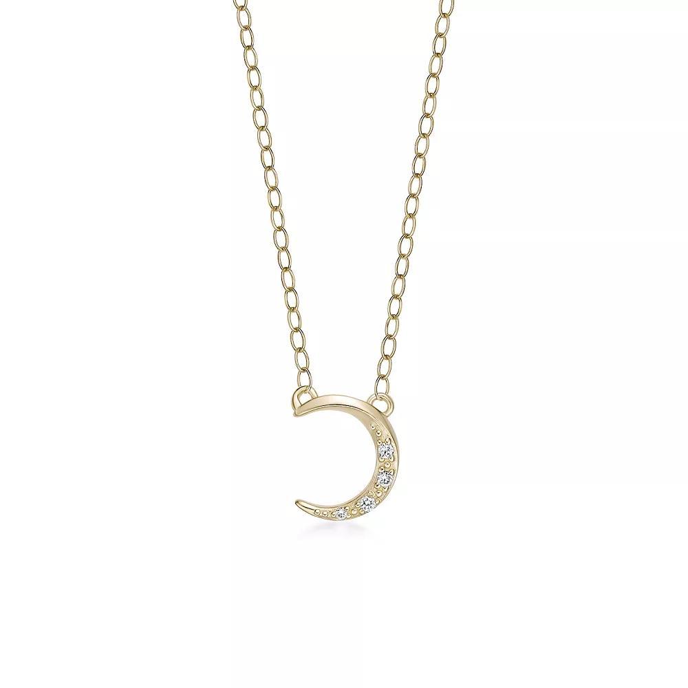 Gemminded 18k Gold Over Silver Lab-Grown Diamond Accent Moon Necklace, Women's, Size: 18", Gold Tone Product Image
