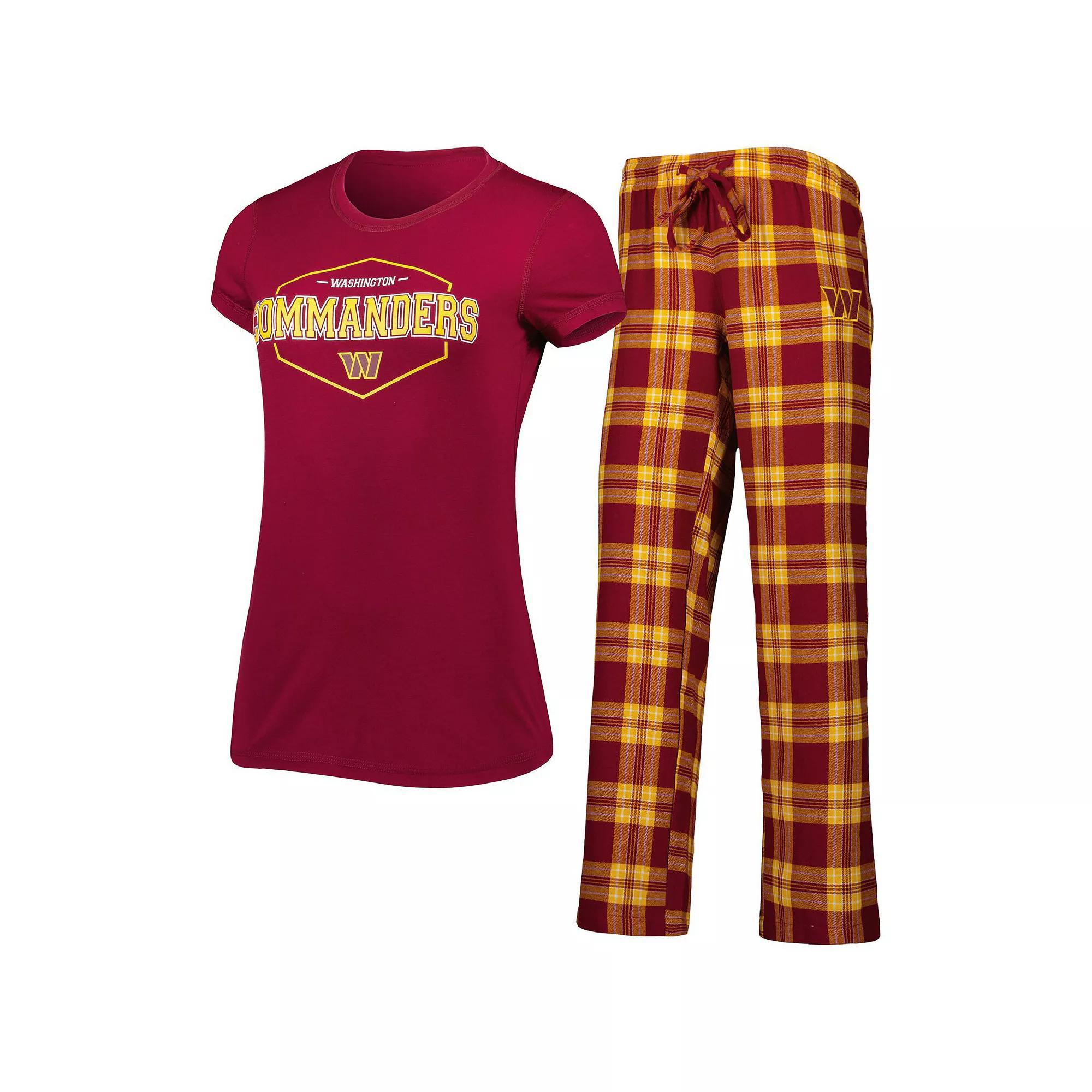 Womens Concepts Sport Burgundy/Gold Washington Commanders Plus Size Badge T-Shirt & Pants Sleep Set Product Image