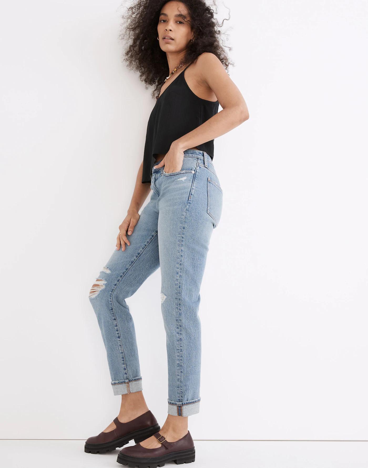 The High-Rise Slim Boyjean in Birchwood Wash Product Image