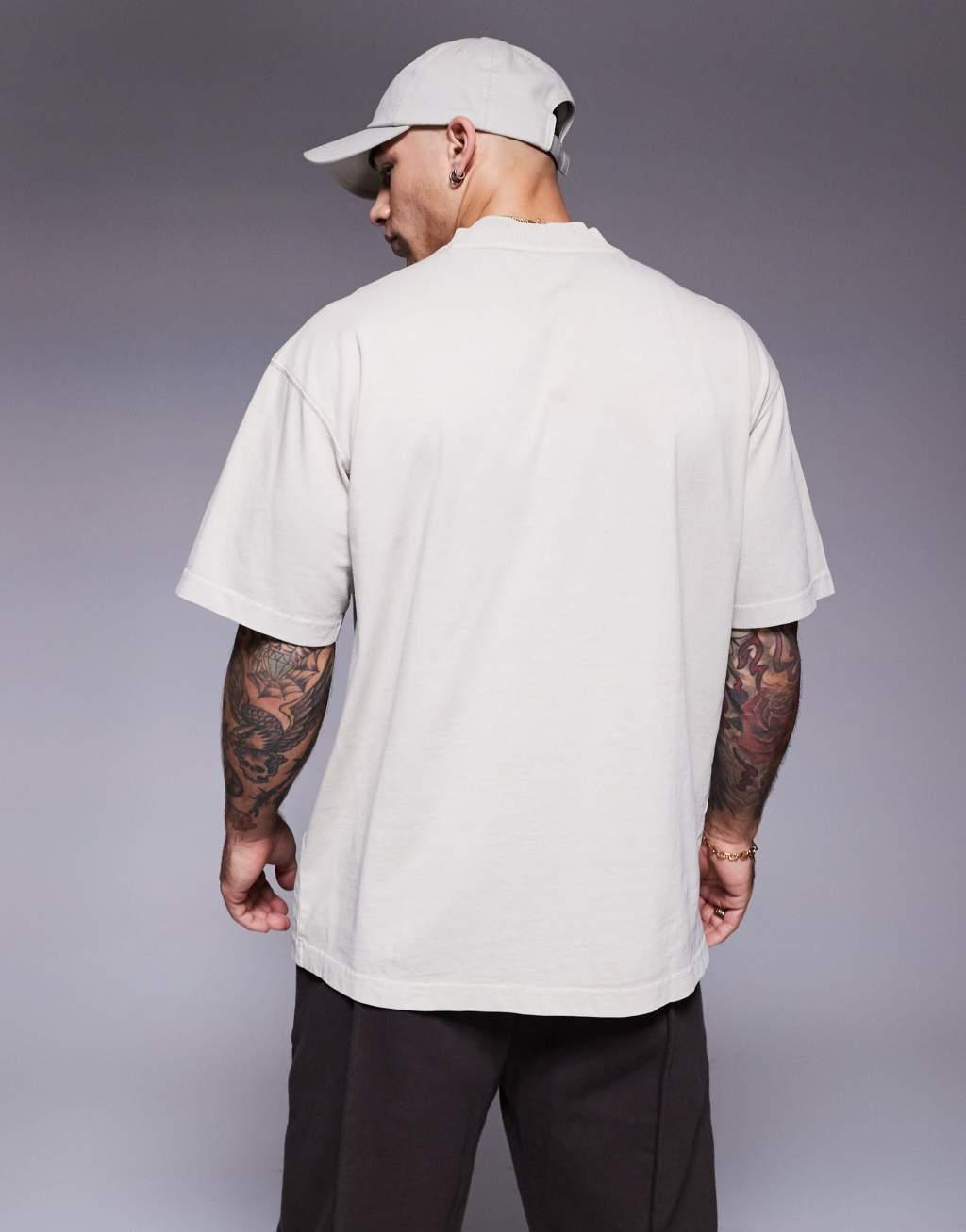 BOSS Orange Te_Dye tonal logo overdye t-shirt relaxed fit in beige Product Image