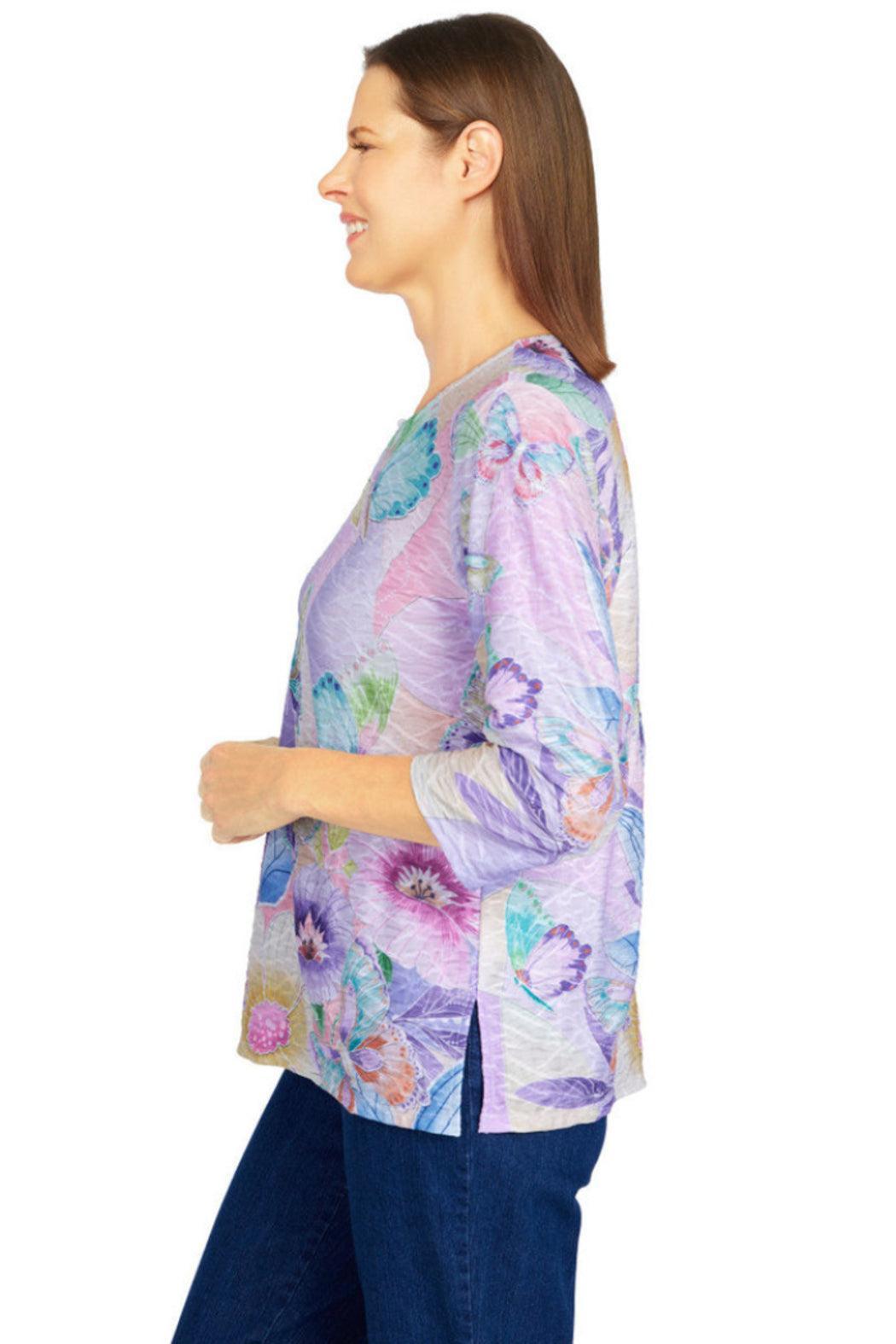Butterfly Colorblock Split Neck Top Product Image