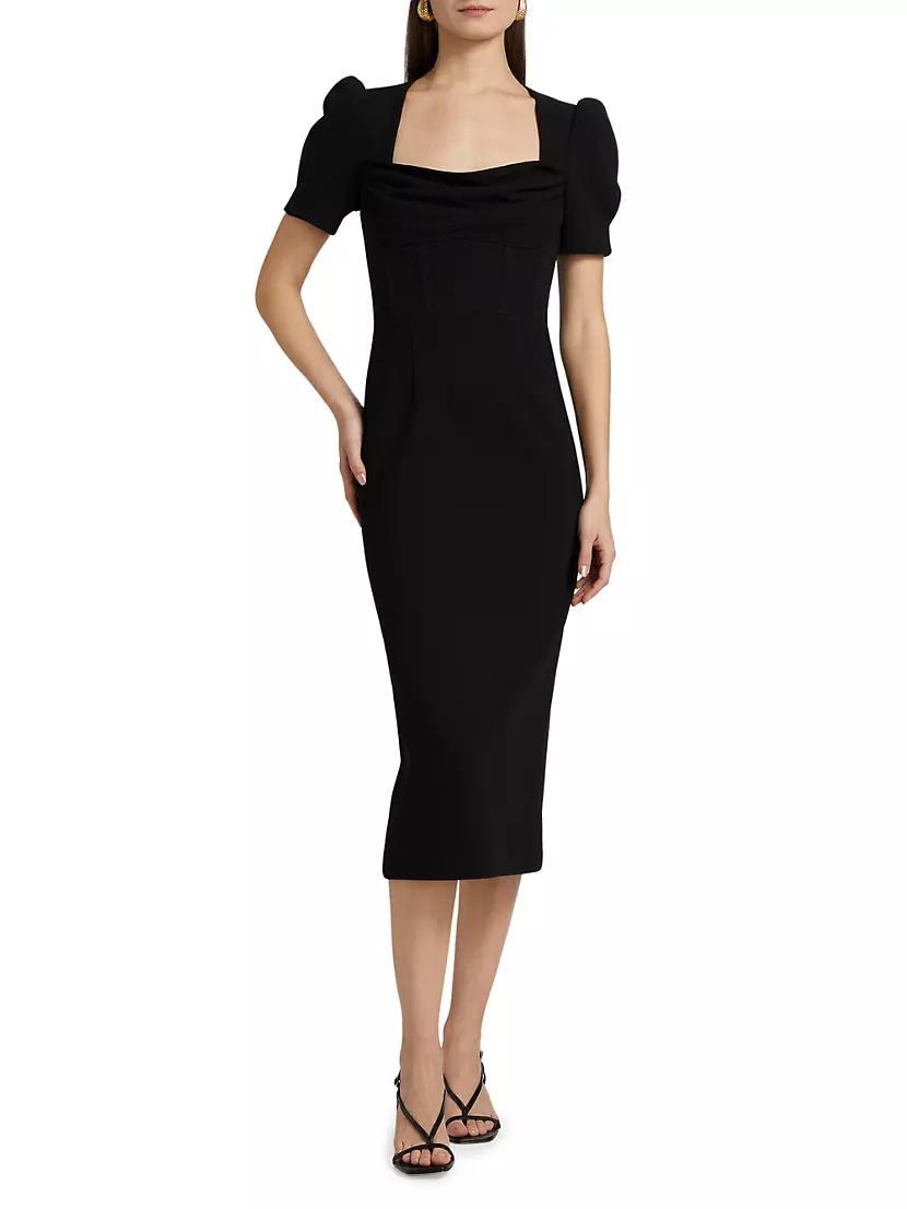 Elora Puff-Sleeve Midi-Dress Product Image