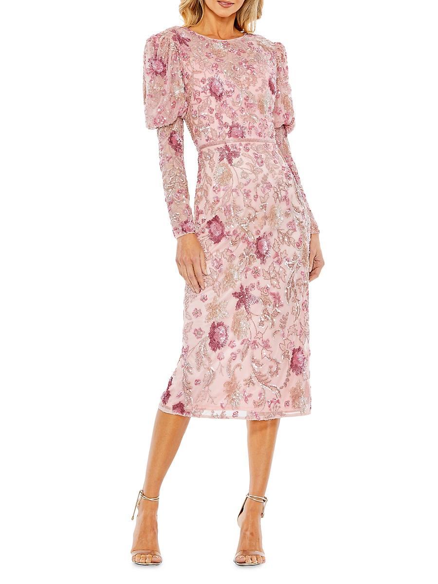 Womens Cocktail Sequined Midi-Dress Product Image