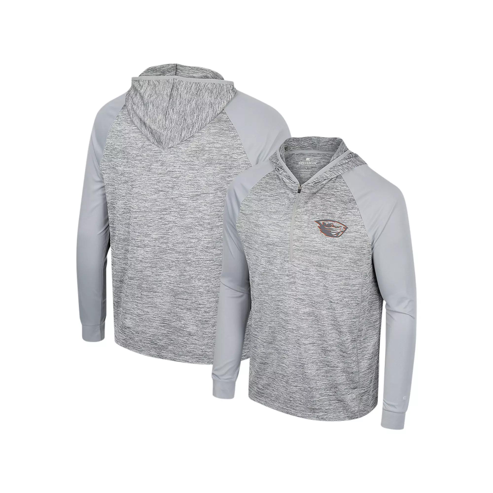Men's Colosseum Gray Oregon State Beavers Cybernetic Raglan Quarter-Zip Hooded Top, Size: XL, Grey Product Image