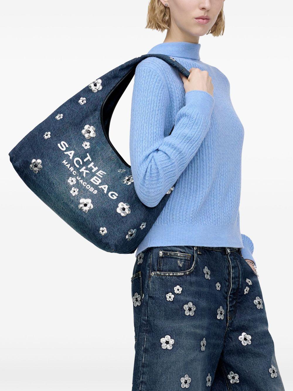 The Sequin Daisy Denim Sack tote bag Product Image