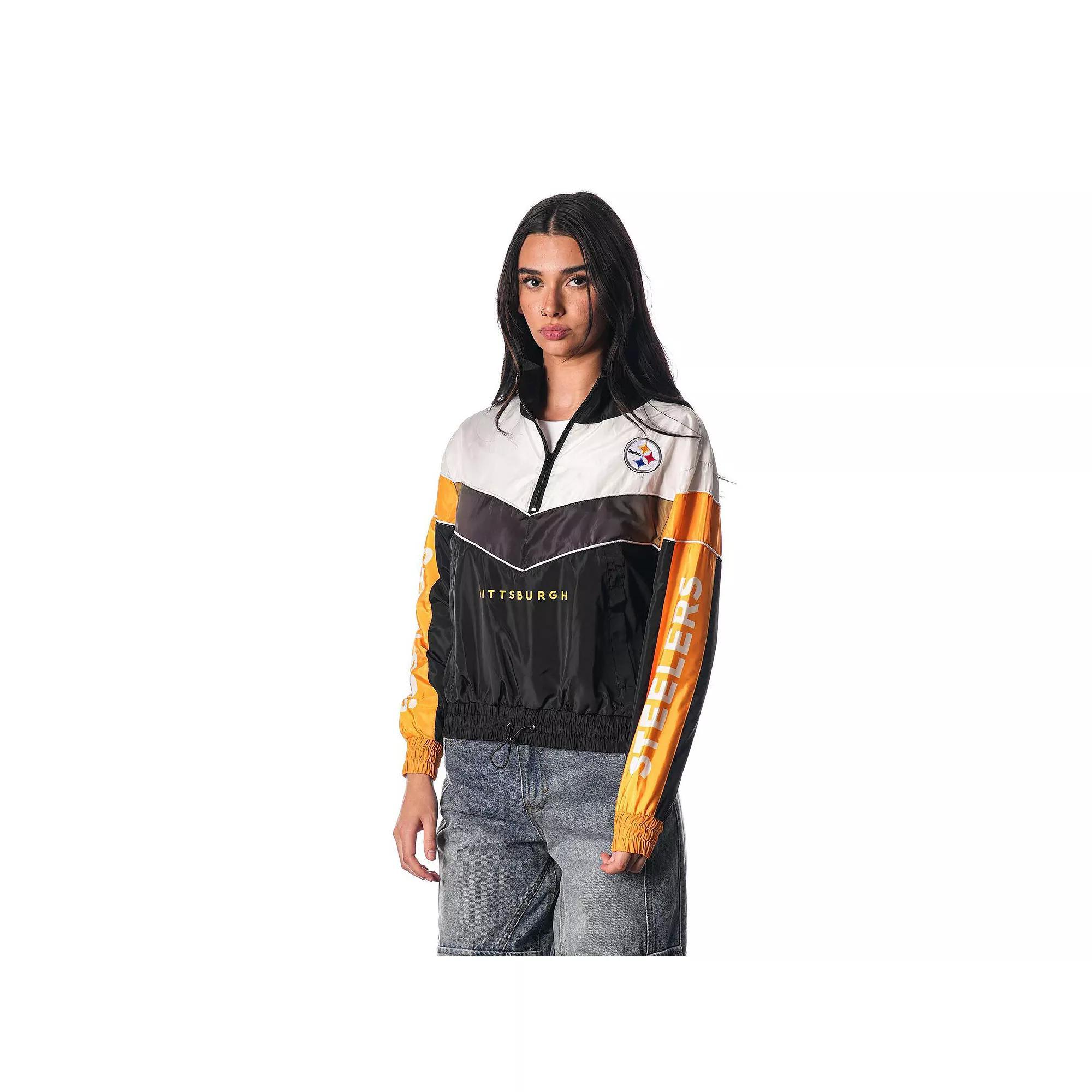 Women's The Wild Collective Black Pittsburgh Steelers 1/4 Zip Track Jacket, Size: Medium Product Image